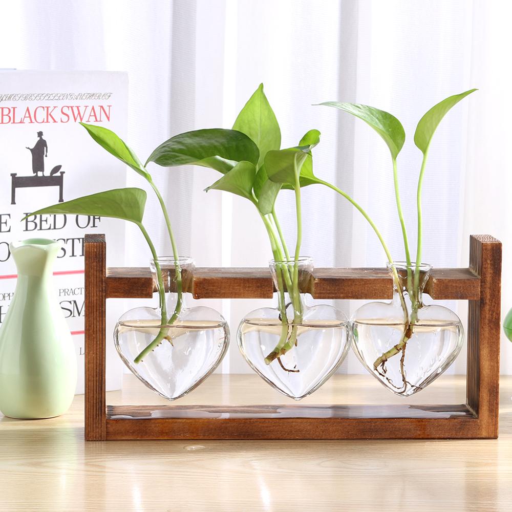 Glass and Wood Planter Vase