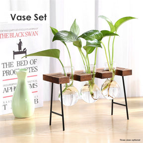 Glass and Wood Planter Vase